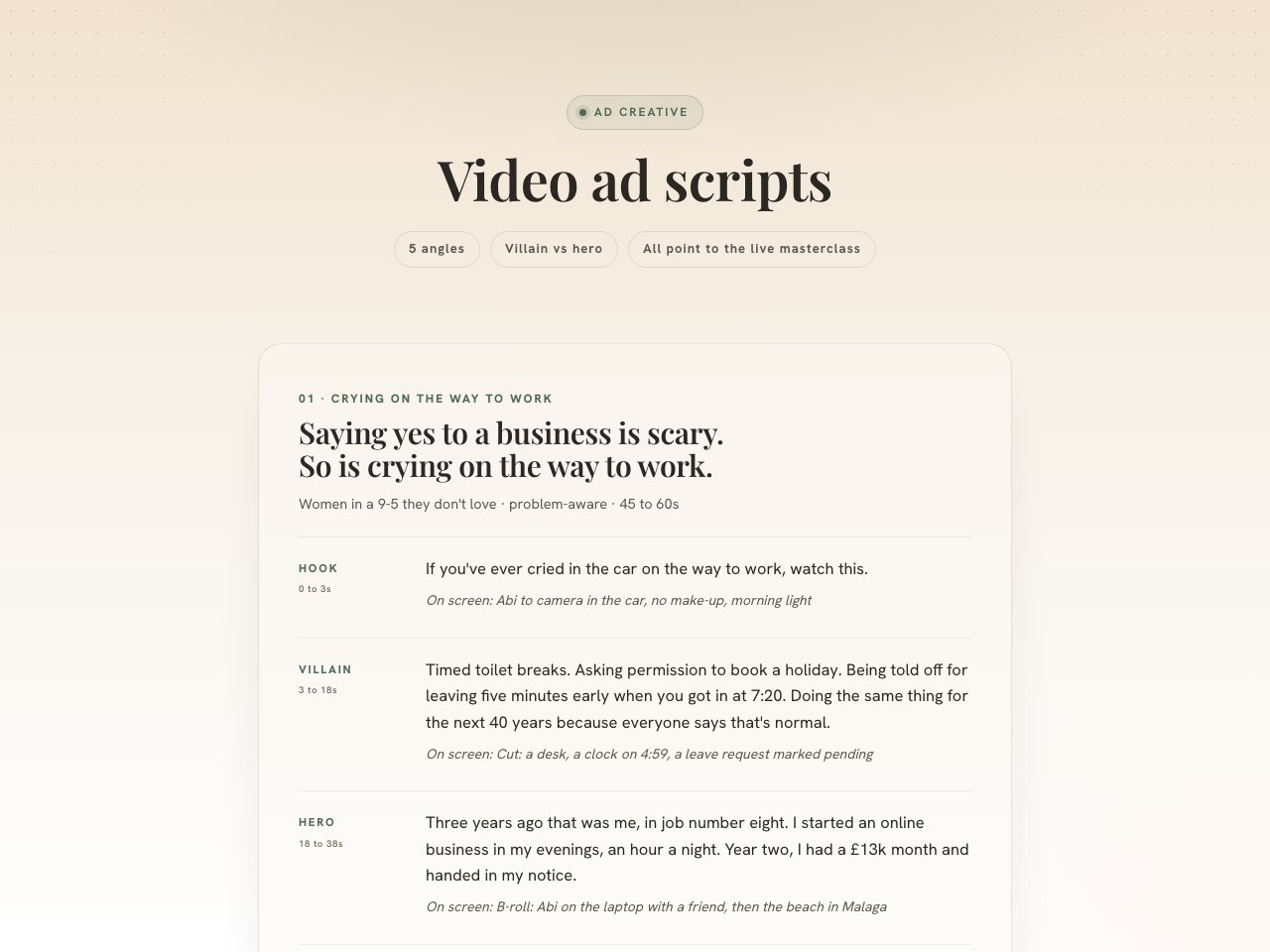 Ad creative scripts preview