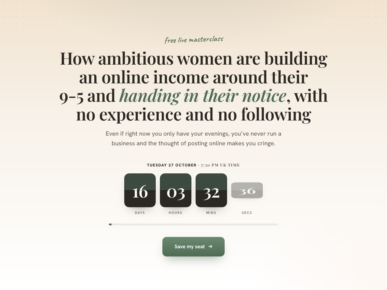 Registration page preview